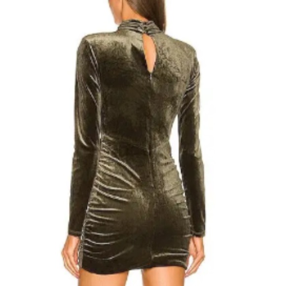 NWT NICHOLAS Lyssa Dress Sz 4 in Forest Green Velvet Long Sleeve Cocktail Dress - Picture 2 of 11